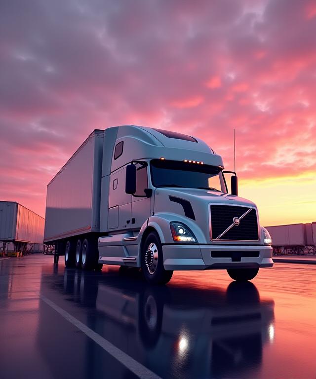 Modern logistics truck on a highway