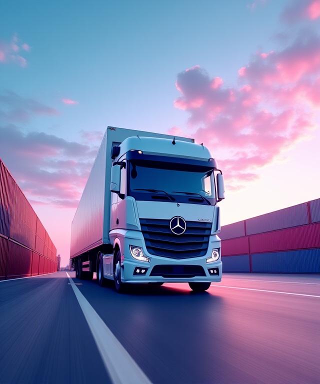 Modern logistics fleet and cargo containers